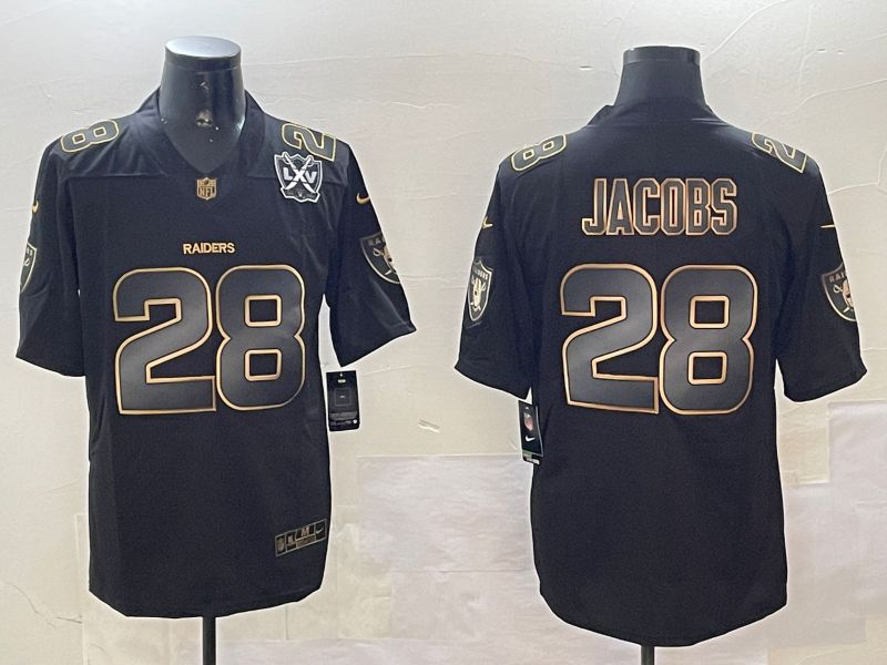 Men Oakland Raiders 28 Jacobs Black Gold 2024 Nike Limited NFL Jersey style 0108